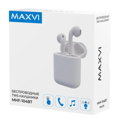 Гарнитура Bluetooth Maxvi TWS MHF-104BT белый