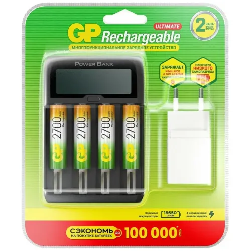 ЗУ д/аккум GP PowerBank 270AAHCMHSPBA-2CR +4шт 2700mAh AA