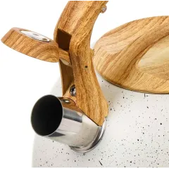 Чайник со свистком Daniks GS-04049H, индукция, нерж., белый мрамор, 2,7 л.(430550)