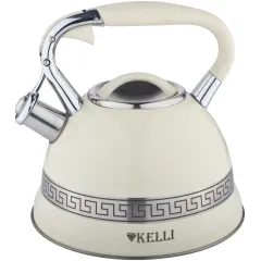 Чайник со свистком KELLI KL-4506, кремовый, 3 л.