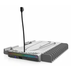 Зарядная док станция lyaMaDi для Sony PS5 Slim c охлаждением, подсветкой, белая