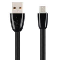 Кабель USB 2.0 A вилка - microUSB 1 м Vixion 2А K12m плоский силиконовый черный