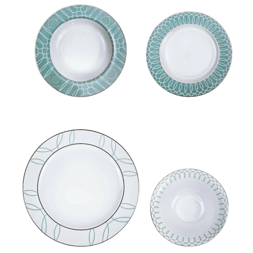 Набор столовый MONTSERRAT Porcelain, фарфор, белый/голубой, 24 пр.