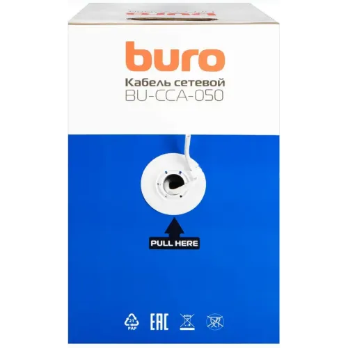 Кабель витая пара UTP Buro 4 пары cat5E solid 0.50мм CCA 305м серый BU-CCA-050
