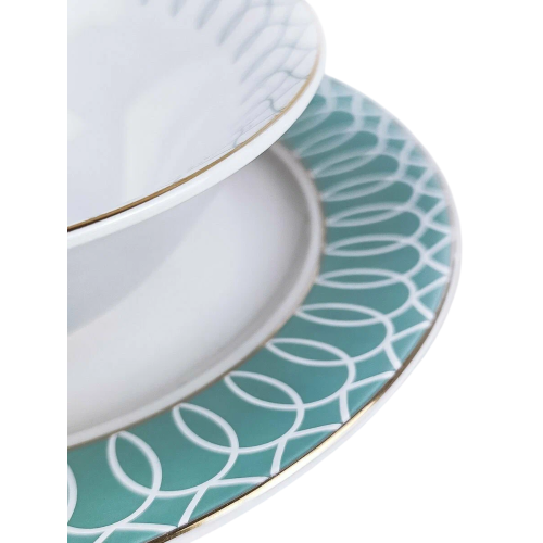 Набор столовый MONTSERRAT Porcelain, фарфор, белый/голубой, 24 пр.