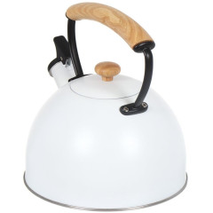 Чайник со свистком Daniks MSY-078W, индукция, нерж., белый, дер.ручка, 2,5 л.(363391)