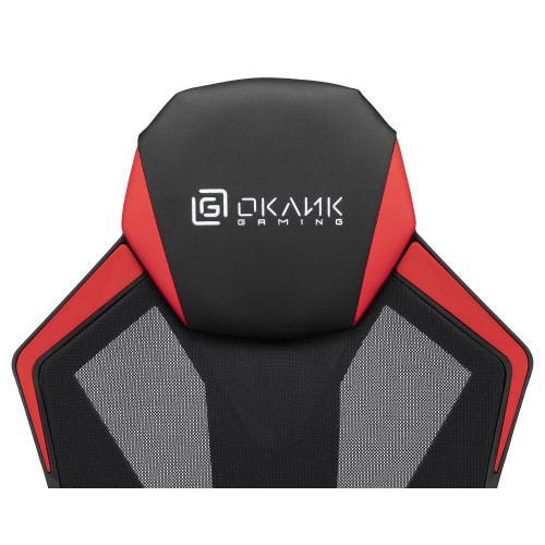 Кресло игровое Оклик -121G черный/красный искусст.кожа/сетка 