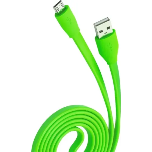 Кабель USB 2.0 A вилка - microUSB 1 м OLMIO 2.1A плоский зеленый