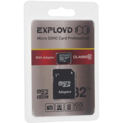 Карта micro-SD 32 GB EXPLOYD Class10 + адаптер SD (EX032GCSDHC10-AD