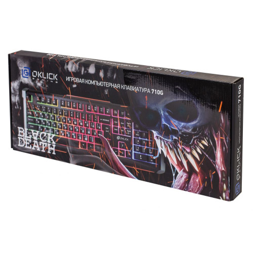 Клавиатура Oklick 710G черный/серый USB Multimedia LED