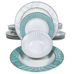 Набор столовый MONTSERRAT Porcelain, фарфор, белый/голубой, 24 пр.