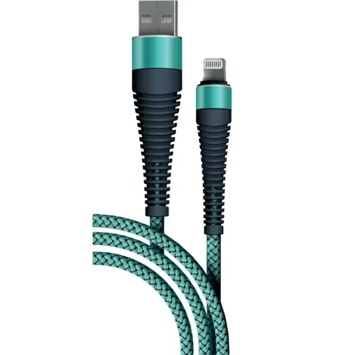 Кабель USB 2.0 A вилка - Lightning 8-pin 1 м Borasco 3А Fishbone усиленный тиффани