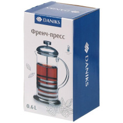 Френч-пресс 600 мл. Daniks, Штрих, нерж/стекло (458916)