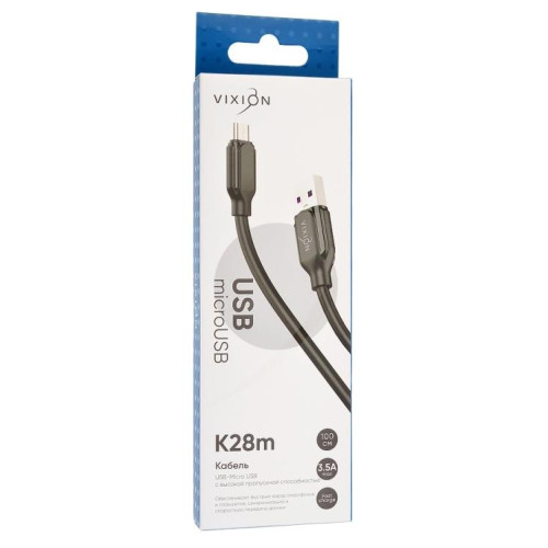 Кабель USB 2.0 A вилка - microUSB 1 м Vixion 3.5A 18W K28m черный