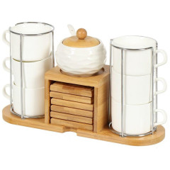 Набор чайный, 180 мл., керамика, Спектр, Y4-4593, метал. подставка, 13 пр. (393084)