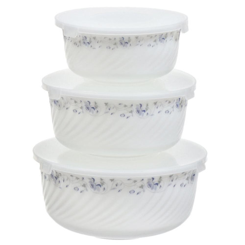 Набор салатников стеклокерамика Daniks Эдем, круглый, с крышкой, 3 шт., W-3X1059 (245501)