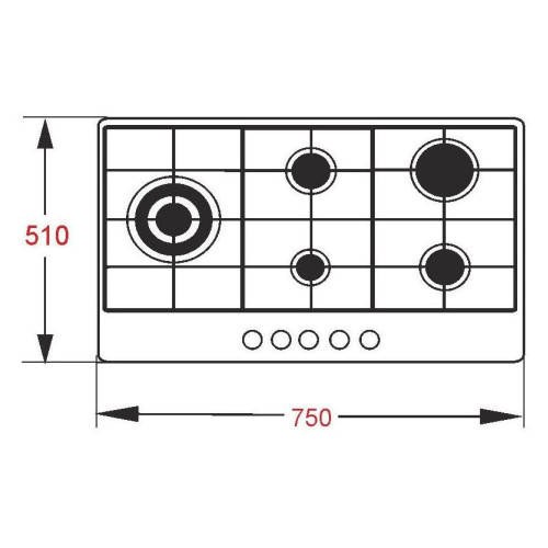 Стол газовый ATL 4 TB 90 RWH MSTGF (*7)