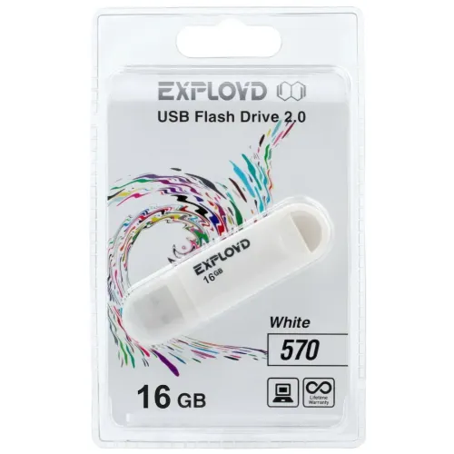 Карта USB2.0 16 GB EXPLOYD 570 белый