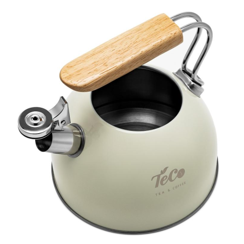 Чайник со свистком TECO TC-126, с дер. ручкой, бежевый, 2,5 л.