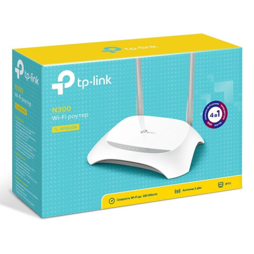 Маршрутизатор TP-LINK TL-WR840N N300 10/100BASE-TX белый