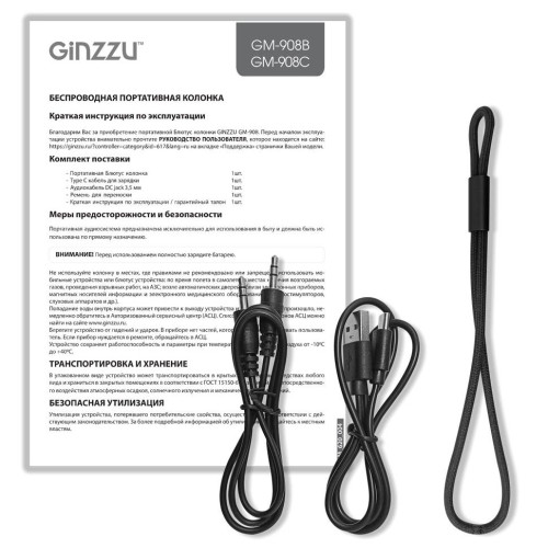 Акустика портативная GINZZU GM-908B