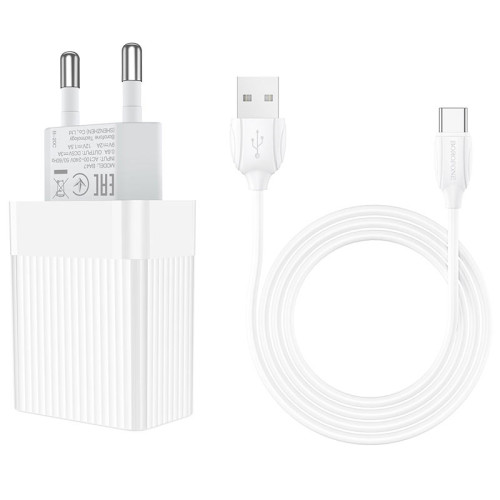 СЗУ BOROFONE 3.0A Type-C  PD 18W BA47A+ кабель белое