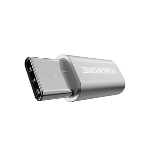 Переходник microUSB to Type-C Borofone BV4 серебро