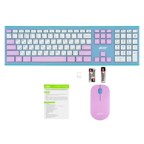 Клавиатура + Мышь Acer OCC200 фиолетовый/зеленый