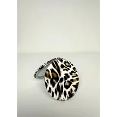Зеркальце косметическое складное, Леопард, круглое., белый/черный/коричневый