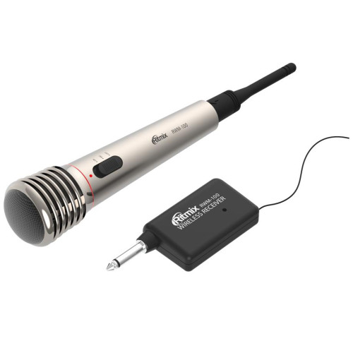 Микрофон вокальный Ritmix RWM-100 (радио,3м титан)