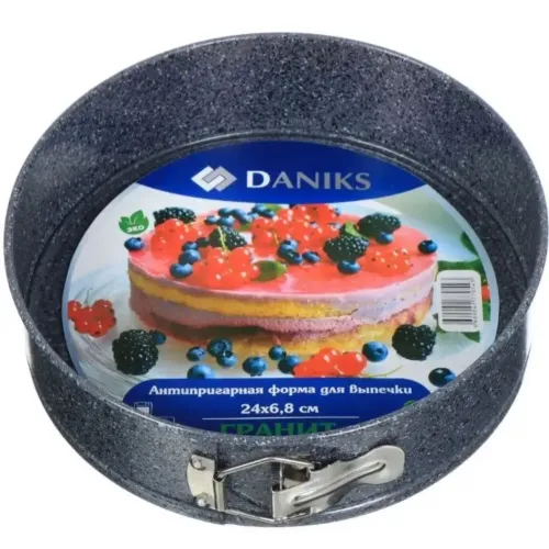 Форма для выпечки сталь разъем. DANIKS Гранит, круглая, 24х24х6.8 см (K-803-LSC)