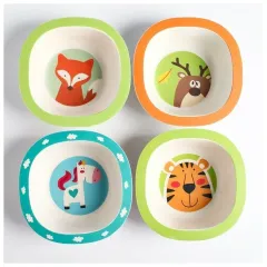Тарелка детская из бамбука NN «Зверюшки», 250 мл, 14х14х4 см, микс (4591213)