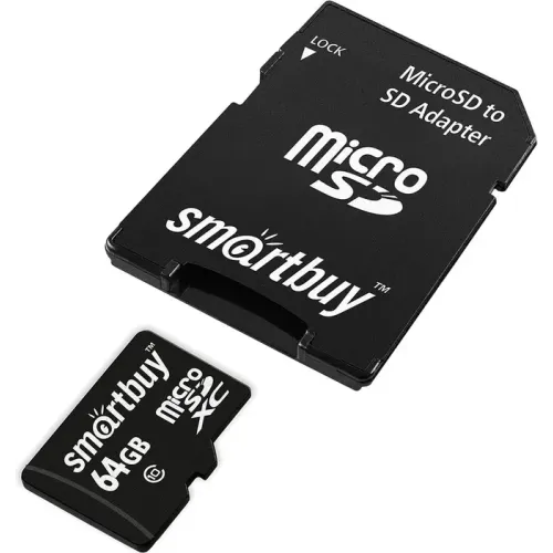 Карта micro-SD 64GB SMARTBUY Class10 +адаптер
