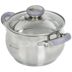 Кастрюля Daniks Модерн, нерж., индукция, серый, 2 л. (SD-16N)