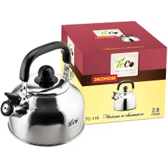 Чайник со свистком TECO TC-116, нерж., 2,8 л.
