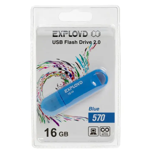 Карта USB2.0 16 GB EXPLOYD 570 синий