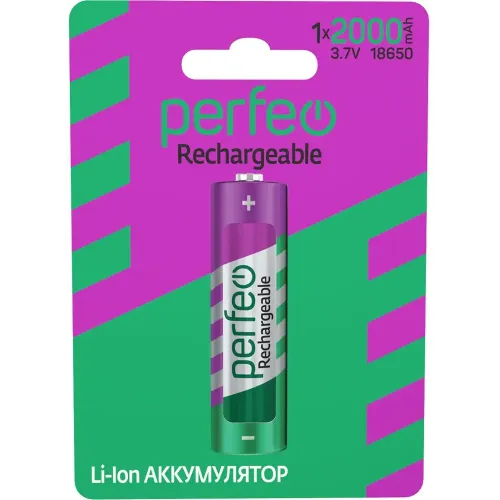 Аккумулятор PERFEO 18650 2000 мАч Liion б/з IMR (за шт.)