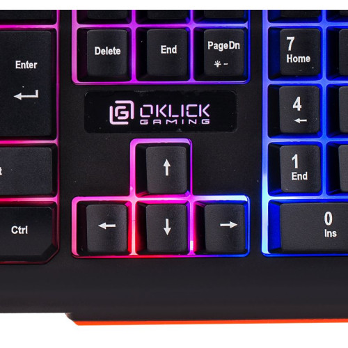 Клавиатура Oklick 710G черный/серый USB Multimedia LED
