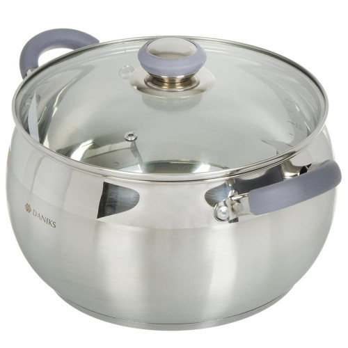 Кастрюля Daniks Модерн, нерж., индукция, серый, 6.5 л. (SD-24N)