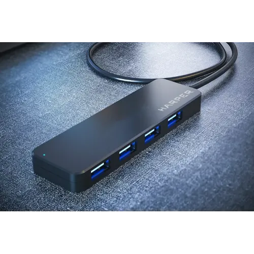 Коммутатор USB 2.0 HARPER HUB-04P Black 