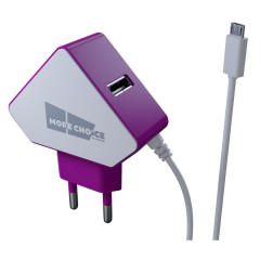 СЗУ More choice 2USB 1.5A белый-фиолетовый + кабель microUSB