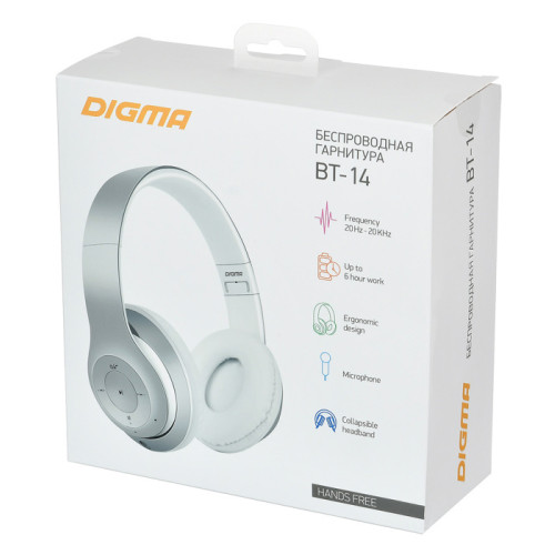 Гарнитура Bluetooth Digma BT-14 серебристый