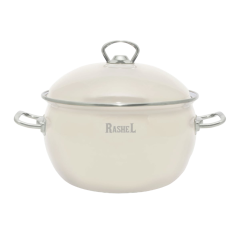 Кастрюля RasheL, эмаль, индукция, ручки хром, 4 л., кремовая, R1520 (432784)