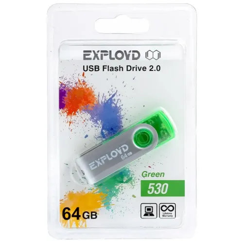 Карта USB2.0 64 GB EXPLOYD 530 зеленый