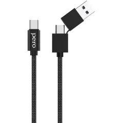 Кабель USB 3.0 A вилка - Type C 1+ USB-C 1 м Pero DC-07 черный (*2)