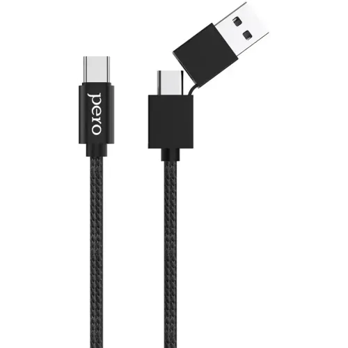 Кабель USB 3.0 A вилка - Type C 1+ USB-C 1 м Pero DC-07 черный (*2)