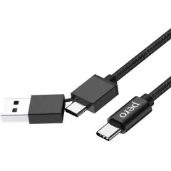 Кабель USB 3.0 A вилка - Type C 1+ USB-C 1 м Pero DC-07 черный (*2)