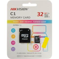 Карта micro-SD 32 GB Hikvision Class10 HS-TF-C1(STD)/32G/Adapter + adapte