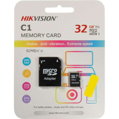 Карта micro-SD 32 GB Hikvision Class10 HS-TF-C1(STD)/32G/Adapter + adapte