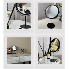 Зеркало косметическое настольное, на ножке, Ф 17 см, черное